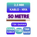 Avarson Öznur 2,5 MM NYA Kablo, 50 Metre, Kahverengi