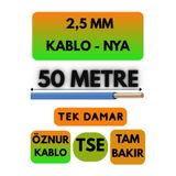 Avarson Öznur 2,5 MM NYA Kablo, 50 Metre, Mavi