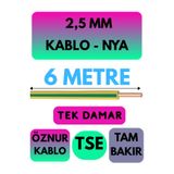 Avarson Öznur 2,5 MM NYA Kablo, 6 Metre, Sarı-Yeşil