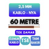 Avarson Öznur 2,5 MM NYA Kablo, 60 Metre, Kahverengi
