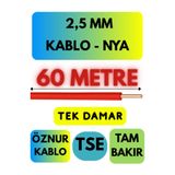 Avarson Öznur 2,5 MM NYA Kablo, 60 Metre, Kırmızı