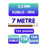 Avarson Öznur 2,5 MM NYA Kablo, 7 Metre, Kahverengi