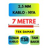 Avarson Öznur 2,5 MM NYA Kablo, 7 Metre, Kırmızı, Enerji Kablosu