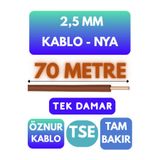 Avarson Öznur 2,5 MM NYA Kablo, 70 Metre, Kahverengi