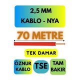 Avarson Öznur 2,5 MM NYA Kablo, 70 Metre, Kırmızı, Enerji Kablosu