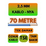 Avarson Öznur 2,5 MM NYA Kablo, 70 Metre, Mavi, Enerji Kablosu