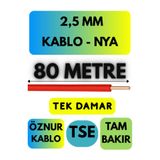 Avarson Öznur 2,5 MM NYA Kablo, 80 Metre, Kırmızı
