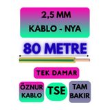 Avarson Öznur 2,5 MM NYA Kablo, 80 Metre, Sarı-Yeşil