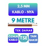 Avarson Öznur 2,5 MM NYA Kablo, 9 Metre, Kahverengi