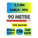 Avarson Öznur 2,5 MM NYA Kablo, 90 Metre, Kırmızı, Enerji Kablosu