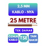 Avarson Öznur 2,5 MM NYA Kablo Metre Seçenekli (Kahverengi) 25 METRE