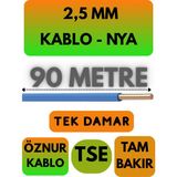 Avarson Öznur 2,5 mm Nya Kablo Metre Seçenekli (Mavi) - 90 METRE