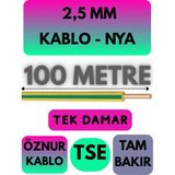 Avarson Öznur 2,5 mm Nya Kablo Metre Seçenekli (Sarı-Yeşil) - 100 METRE