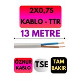 Avarson Öznur 2x0,75 TTR Kablo, 13 Metre, Beyaz