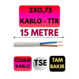 Avarson Öznur 2x0,75 TTR Kablo, 15 Metre, Beyaz