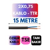 Avarson Öznur 2X0,75 TTR Kablo, 15 Metre, Siyah