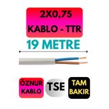 Avarson Öznur 2X0,75 TTR Kablo, 19 Metre, Beyaz