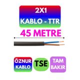 Avarson Öznur 2X1 TTR Kablo, 45 Metre, Siyah