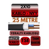 Avarson Öznur 2X10 NYY Yeraltı Kablosu, 25 Metre