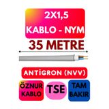 Avarson Öznur 2x1,5 Antigron (NYM) Kablo, Gri, 35 Metre