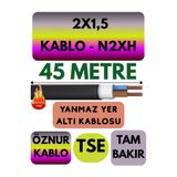 Avarson Öznur 2X1,5 N2XH Yer Altı Kablosu, 45 Metre, Alev İletmez