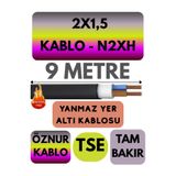 Avarson Öznur 2X1,5 N2XH Yer Altı Kablosu, 9 Metre, Alev İletmez