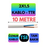 Avarson Öznur 2X1,5 TTR Kablo, 10 Metre, Beyaz