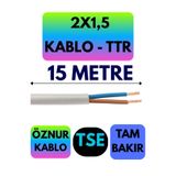 Avarson Öznur 2X1,5 TTR Kablo, 15 Metre, Beyaz