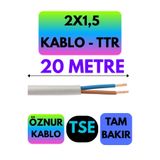 Avarson Öznur 2X1,5 TTR Kablo, 20 Metre, Beyaz