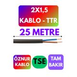 Avarson Öznur 2X1,5 TTR Kablo, 25 Metre, Siyah