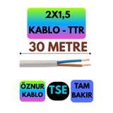 Avarson Öznur 2X1,5 TTR Kablo, 30 Metre, Beyaz