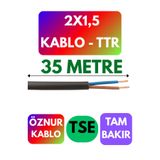 Avarson Öznur 2X1,5 TTR Kablo, 35 Metre, Siyah