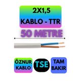 Avarson Öznur 2X1,5 TTR Kablo, 50 Metre, Beyaz