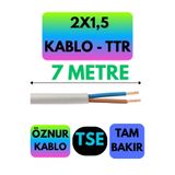 Avarson Öznur 2X1,5 TTR Kablo, 7 Metre, Beyaz
