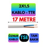 Avarson Öznur 2X1,5 TTR Kablo, Beyaz, 17 Metre