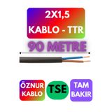Avarson Öznur 2X1,5 TTR Kablo, Siyah, 90 Metre