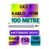 Avarson Öznur 2x2,5 NYM Antigron Kablo, 100 Metre, Gri