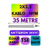 Avarson Öznur 2x2,5 NYM Antigron Kablo, 35 Metre, Gri