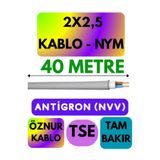 Avarson Öznur 2x2,5 NYM Antigron Kablo, 40 Metre, Gri