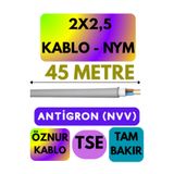 Avarson Öznur 2x2,5 NYM Antigron Kablo, 45 Metre, Gri