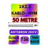 Avarson Öznur 2x2,5 NYM Antigron Kablo, 50 Metre, Gri