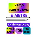 Avarson Öznur 2x2,5 NYM Antigron Kablo, 6 Metre, Gri