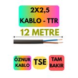 Avarson Öznur 2x2,5 TTR Kablo, 12 Metre, Siyah