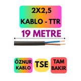 Avarson Öznur 2x2,5 TTR Kablo, 19 Metre, Siyah