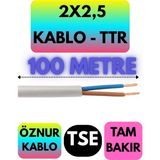 Avarson Öznur 2X2,5 TTR Kablo (Beyaz) Metre Seçenekli 100 METRE