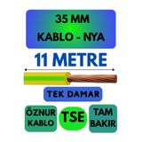 Avarson Öznur 35 MM NYA Enerji Kablosu, 11 Metre, Sarı-Yeşil