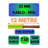 Avarson Öznur 35 MM NYA Enerji Kablosu, 12 Metre, Sarı-Yeşil