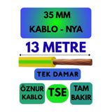 Avarson Öznur 35 MM NYA Enerji Kablosu, 13 Metre, Sarı-Yeşil