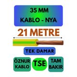 Avarson Öznur 35 MM NYA Enerji Kablosu, 21 Metre, Sarı-Yeşil