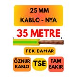 Avarson Öznur 35 MM NYA Enerji Kablosu, 25 Metre, Sarı-Yeşil